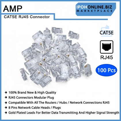 AMP Tyco RJ45 Cat5E Modular Plug Network Connector - 100 Pcs