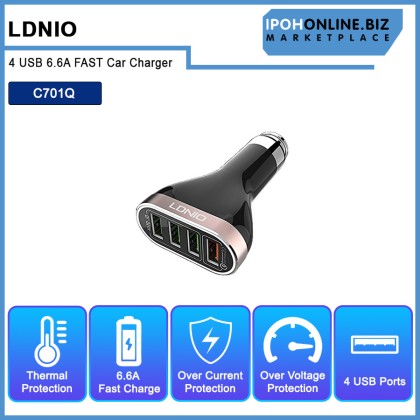 LDNIO C701Q 4 USB 6.6A FAST Car Charger  
