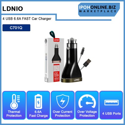 LDNIO C701Q 4 USB 6.6A FAST Car Charger  