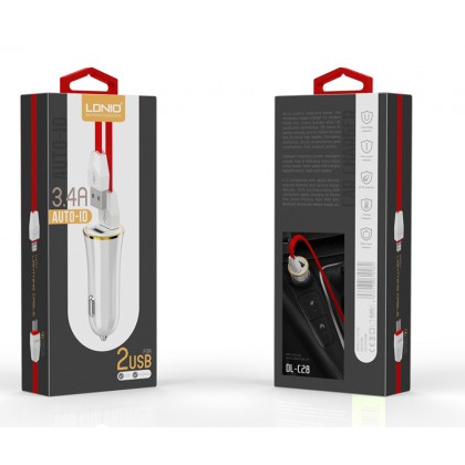 LDNIO DL-C28 3.4A 2 ports USB Car Charger with Andriod Cable for Smartphone & Tablet LDNIO DL-C28 3.4A 2 ports USB Car Charger with Andriod Cable for Smartphone & Tablet