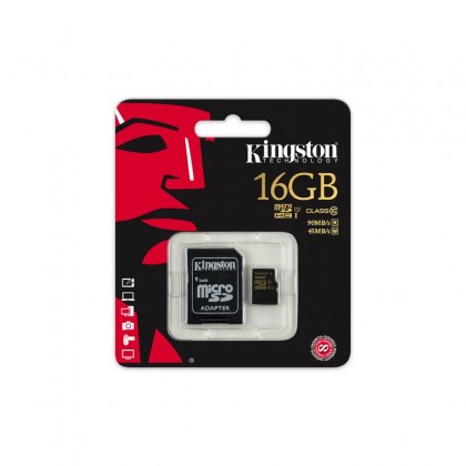 Kingston SDCA10 16GB Class 10 microSDHC/SDXC Memory Card with SD Adapter