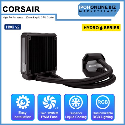 CORSAIR Hydro Series H80i v2 High Performance 120mm Liquid CPU Cooler