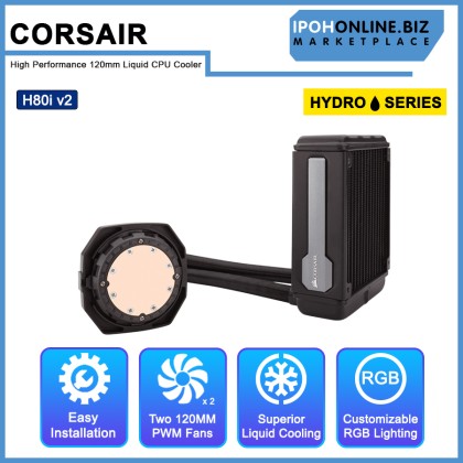 CORSAIR Hydro Series H80i v2 High Performance 120mm Liquid CPU Cooler