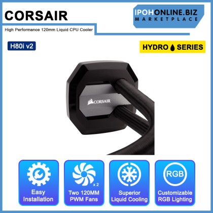 CORSAIR Hydro Series H80i v2 High Performance 120mm Liquid CPU Cooler