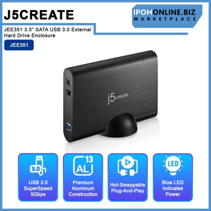 J5Create JEE351 3.5" SATA USB 3.0 External Hard Drive Enclosure