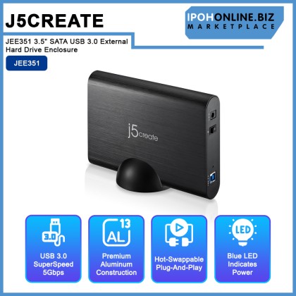 J5Create JEE351 3.5" SATA USB 3.0 External Hard Drive Enclosure