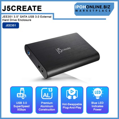 J5Create JEE351 3.5" SATA USB 3.0 External Hard Drive Enclosure