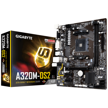 GIGABYTE A320M-DS2 AMD Ryzen AM4 USB 3.1 Gen 2 DDR4 Micro ATX Motherboard