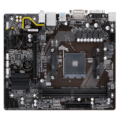 GIGABYTE A320M-DS2 AMD Ryzen AM4 USB 3.1 Gen 2 DDR4 Micro ATX Motherboard