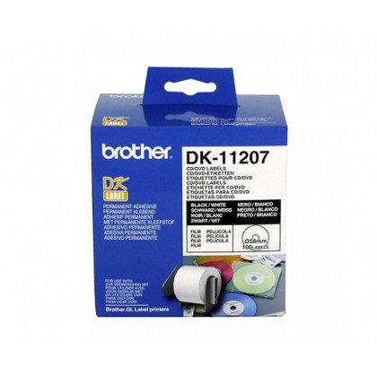 Brother DK-11207 Genuine White CD/DVD Film Label Roll 58mm Diameter - 100 Labels Per Roll Brother DK-11207 Genuine White CD/DVD Film Label Roll 58mm Diameter - 100 Labels Per Roll