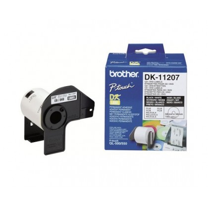 Brother DK-11207 Genuine White CD/DVD Film Label Roll 58mm Diameter - 100 Labels Per Roll Brother DK-11207 Genuine White CD/DVD Film Label Roll 58mm Diameter - 100 Labels Per Roll