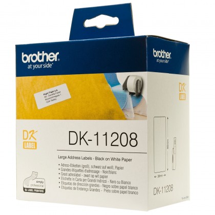 Brother DK-11208 Genuine White Large Address Label Roll 38mm x 90mm - 400 Labels Per Roll