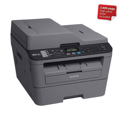 Brother MFC-L2700DW Print / Scan / Copy / Fax / ADF / Automatic 2 Sided Printing and Wireless Networking AIO A4 Mono Laser Printer - 2600 page high yield toner included
