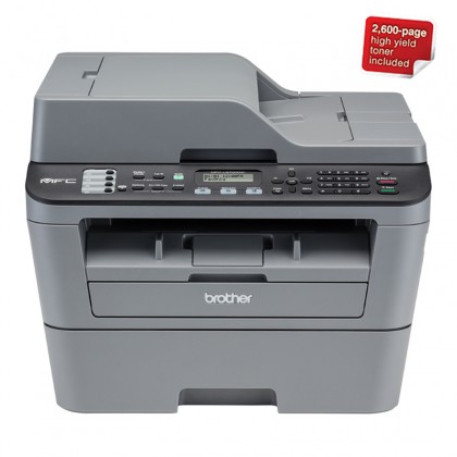 Brother MFC-L2700DW Print / Scan / Copy / Fax / ADF / Automatic 2 Sided Printing and Wireless Networking AIO A4 Mono Laser Printer - 2600 page high yield toner included