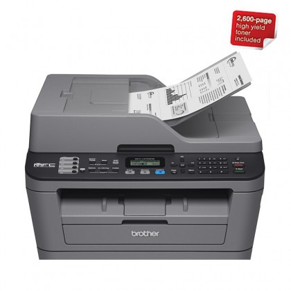 Brother MFC-L2700DW Print / Scan / Copy / Fax / ADF / Automatic 2 Sided Printing and Wireless Networking AIO A4 Mono Laser Printer - 2600 page high yield toner included