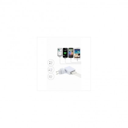 Letouch USB X 4 Travel Charger with universal AC plugs - White