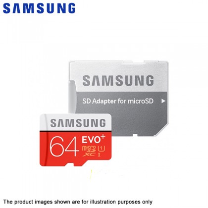 Samsung EVO Plus 64GB Class 10 Micro SDXC UHS-I Card 80MB/s R 20MB/s W Card MB-MC64DA/APC with SD Adapter