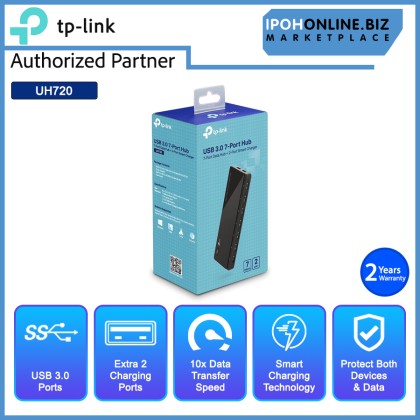 TP-LINK UH720 USB 3.0 7-Port Hub with 2 Exclusive Smart Charging Ports Optimally Charge Your iOS (iPad/iPhone) and Android (Tablet/Phone)