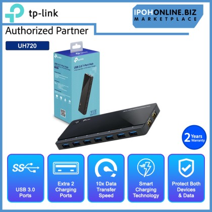 TP-LINK UH720 USB 3.0 7-Port Hub with 2 Exclusive Smart Charging Ports Optimally Charge Your iOS (iPad/iPhone) and Android (Tablet/Phone)