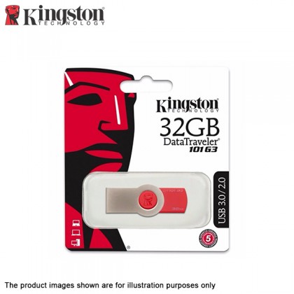 Kingston 32GB USB 3.0 Data Traveler 101 G3 Flash Drive (Red)