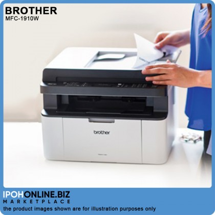 Brother MFC-1910W A4 Mono Multifunction Laser Printer with Fax, ADF and Wireless Capability