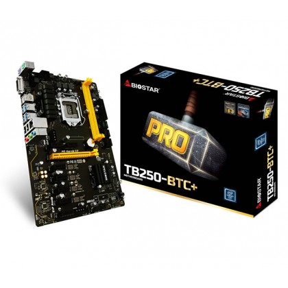 Biostar TB250-BTC+ Core i7 / i5 / i3 LGA 1151 Intel B250 DDR4 7+1 GPU AMD Nvidia Crypto Mining Bitcoin Ethereum Motherboard