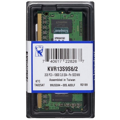 KINGSTON 2GB 1333Mhz DDR3 1333 204 pin SODIMM Notebook Value RAM KVR13S9S6/2