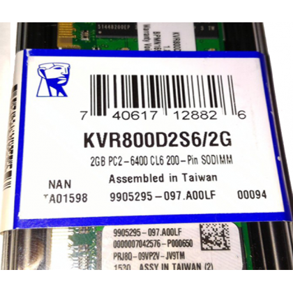 Kingston 2GB 800MHz Sodimm DDR2 800 200 Pin Notebook Value Ram KVR800D2S6/2GB