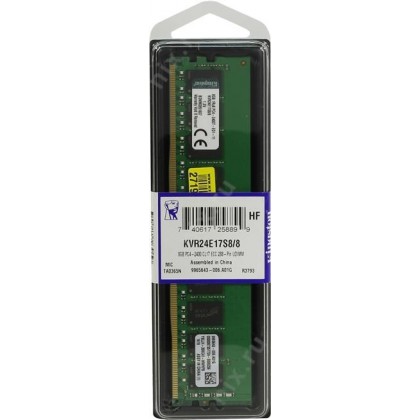 Kingston ValueRAM 8GB 2400 DDR4 2400Mhz 288 Pin ECC Unbufferred DIMM Server RAM KVR24E17S8/8