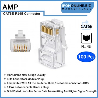 AMP Tyco Electronics RJ45 Cat6E Modular Plug Network Connector - 100 Pcs