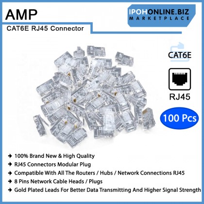 AMP Tyco Electronics RJ45 Cat6E Modular Plug Network Connector - 100 Pcs