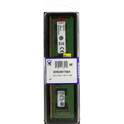 Kingston 4GB 2400 DDR4 2400Mhz 288 Pin UDIMM Desktop Value RAM KVR24N17S6/4