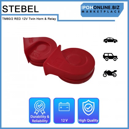Stebel Trombe TM80/2 RED 12V Twin Horn & Relay - Italy