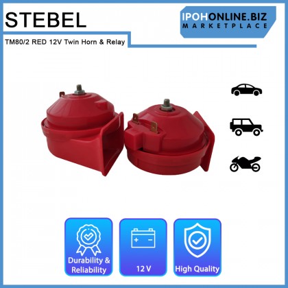 Stebel Trombe TM80/2 RED 12V Twin Horn & Relay - Italy