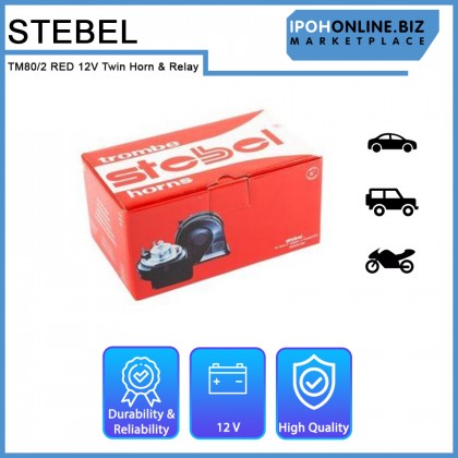 Stebel Trombe TM80/2 RED 12V Twin Horn & Relay - Italy