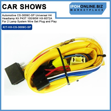 Car Shows Automotive CS-3009C-SP Universal H4 Headlamp Kit P43T 100/90W HX-6072A For 2 Lamp System Wire Set Plug and Play 
