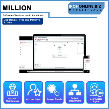Million Software Client's Account LAN Version USB Dongle + Free 8GB PenDrive - 3 Users