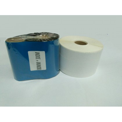 1 Roll Wax Barcode Ribbon 80mm x 300m + 3 Barcode Label 60mm x 30mm (2000pcs per barcode label)