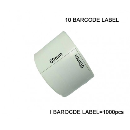 3 Roll Wax Barcode Ribbon 80mm x 300m + 10 Barcode Label 60mm x 50mm (1000pcs per barcode label)