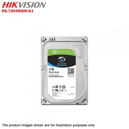 Hikvision Turbo HD 4 Channel CCTV DVR DS-7204HQHI-K1 + Hikvision 1MP 720P Indoor IR Dome Camera DS-2CE56C0T-IRP + 1TB Seagate Skyhawk CCTV HDD