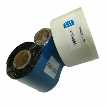 1 Roll Wax Barcode Ribbon 80mm x 300m + 3 Barcode Label 50mm x 40mm (1000pcs per barcode label)