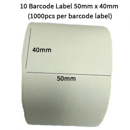 3 Roll Wax Barcode Ribbon 80mm x 300m + 10 Barcode Label 50mm x 40mm (1000pcs per barcode label) 3 Roll Wax Barcode Ribbon 80mm x 300m + 10 Barcode Label 50mm x 40mm (1000pcs per barcode label)