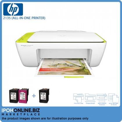HP DeskJet Ink Advantage 2135 All-In-One Print Scan Copy Printer - FOC Additional Black Catridge