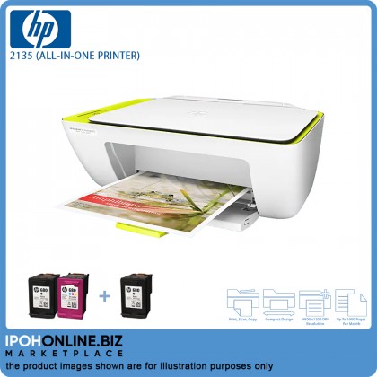 HP DeskJet Ink Advantage 2135 All-In-One Print Scan Copy Printer - FOC Additional Black Catridge