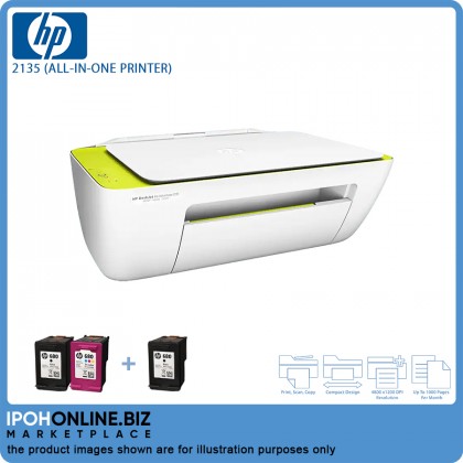 HP DeskJet Ink Advantage 2135 All-In-One Print Scan Copy Printer - FOC Additional Black Catridge