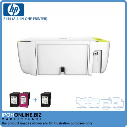 HP DeskJet Ink Advantage 2135 All-In-One Print Scan Copy Printer - FOC Additional Black Catridge