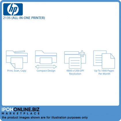 HP DeskJet Ink Advantage 2135 All-In-One Print Scan Copy Printer - FOC Additional Black Catridge
