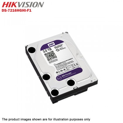 Hikvision Turbo HD 16 Channel CCTV DVR DS-7216HGHI-F1 + Hikvision 1MP 720P Indoor IR Dome Camera DS-2CE56C0T-IRP + 3TB WD Purple CCTV HDD