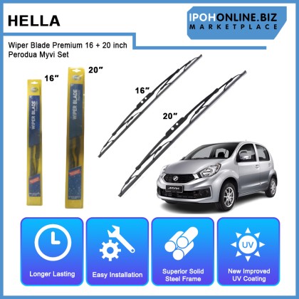Hella Wiper Blade Premium 16 + 20 inch Perodua Myvi Set Hella Wiper Blade Premium 16 + 20 inch Perodua Myvi Set