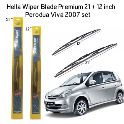 Hella Wiper Blade Premium 21 + 12 inch Perodua Viva 2007 set
